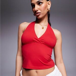 Princess Polly Red Halter Top Size 2